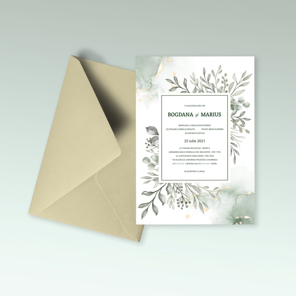 Invitatie nunta Bogdana și Marius